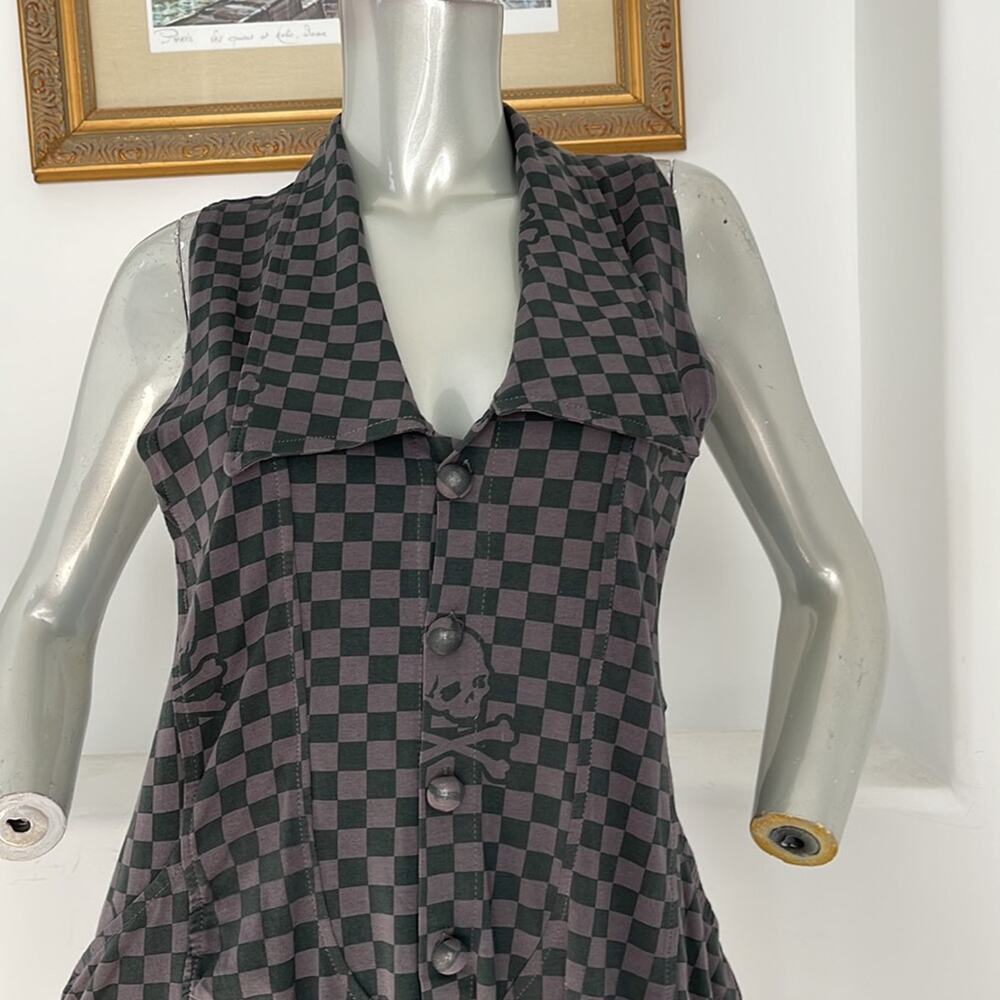A.D. MOON Romper Gray/Teal Plaid Size M - Picture 5 of 13